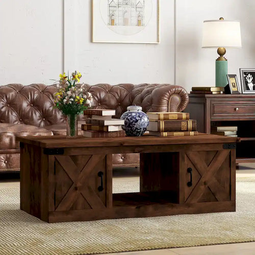 Mesa de centro de granja Aged Whiskey, superficie de madera, 48" de ancho