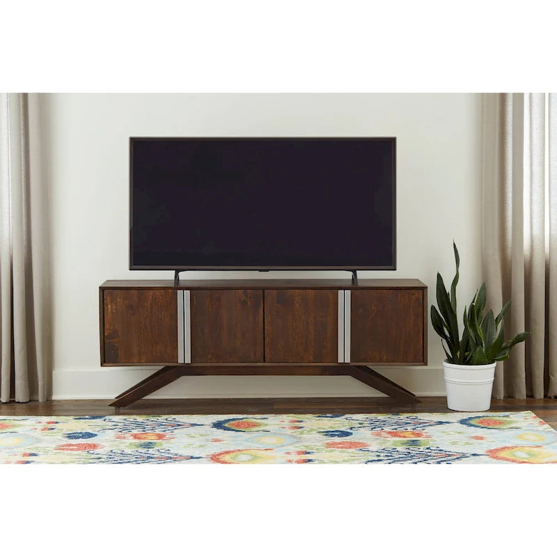 Mueble de TV de Nogal, Estilo Moderno de Mediados de Siglo, Para TV de hasta 65"