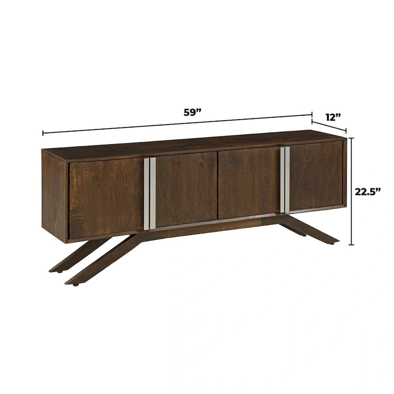 Mueble de TV de Nogal, Estilo Moderno de Mediados de Siglo, Para TV de hasta 65"