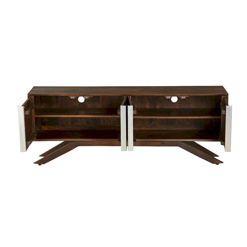 Mueble de TV de Nogal, Estilo Moderno de Mediados de Siglo, Para TV de hasta 65"