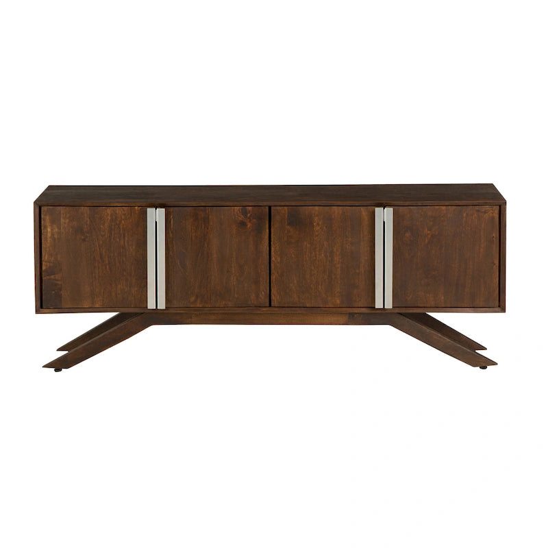 Mueble de TV de Nogal, Estilo Moderno de Mediados de Siglo, Para TV de hasta 65"