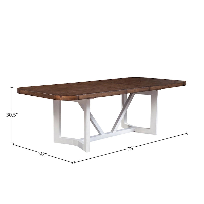 Mesa de comedor de madera de dos tonos (marrón y blanco), para 6-8 personas