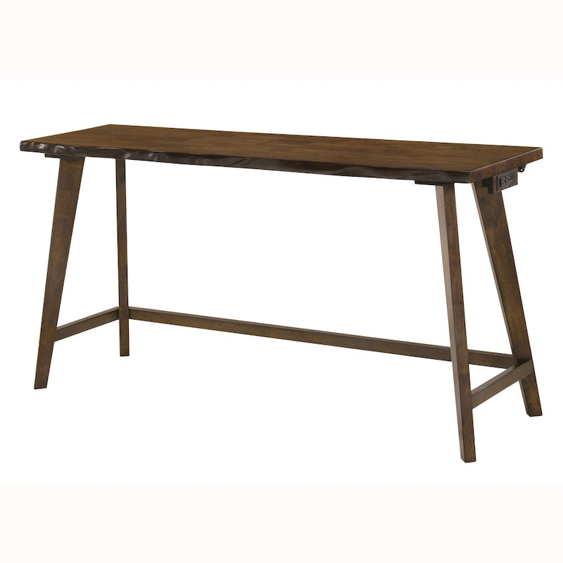 Juego de mesa de altura de mostrador para granja, nogal oscuro, 4 piezas, 6 asientos