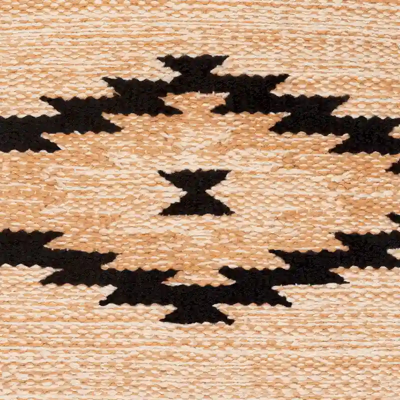 Banco tapizado estilo suroeste en crema y azul oscuro, asientos para 1-2 personas