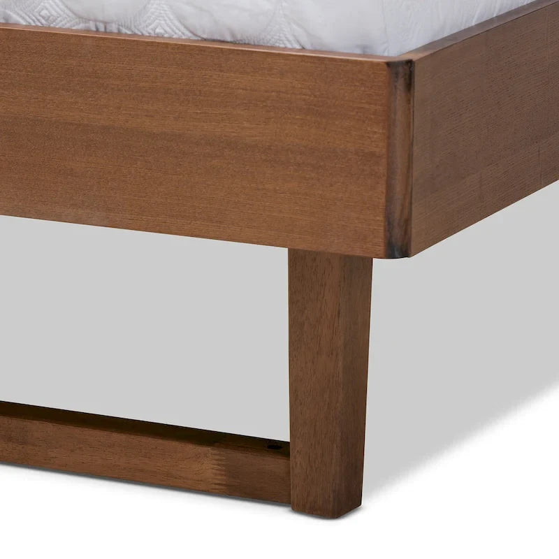 Cama de Plataforma Gris Claro y Nogal, Estilo Moderno, Matrimonial/Queen/King (para 1–2 personas)