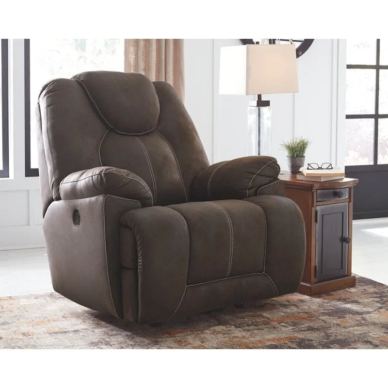 Mecedora reclinable eléctrica de piel sintética color café, 1 asiento