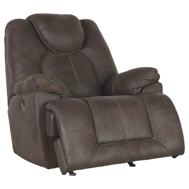 Mecedora reclinable eléctrica de piel sintética color café, 1 asiento