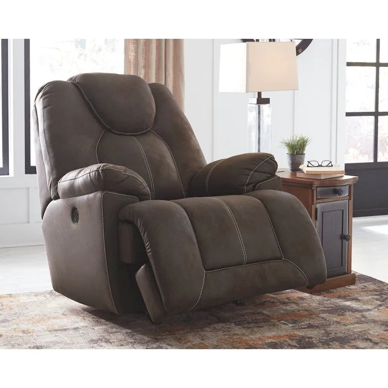 Mecedora reclinable eléctrica de piel sintética color café, 1 asiento
