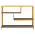 Mesa Consola Geométrica, Nogal/Negro/Beige, 42" An. – Requiere Montaje por 1 Persona
