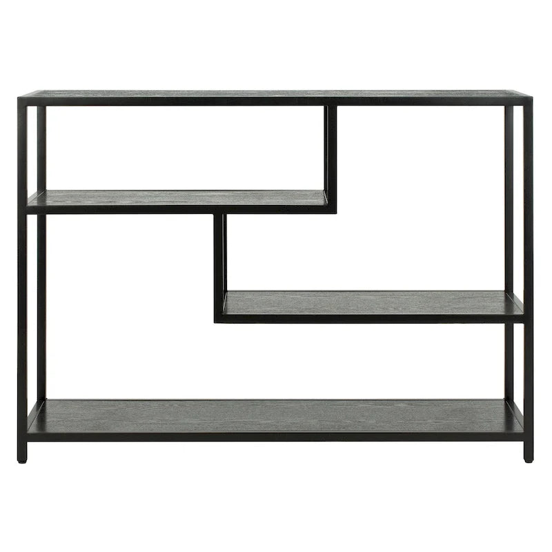 Mesa Consola Geométrica, Nogal/Negro/Beige, 42" An. – Requiere Montaje por 1 Persona