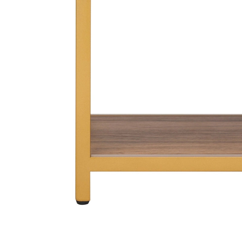 Mesa Consola Geométrica, Nogal/Negro/Beige, 42" An. – Requiere Montaje por 1 Persona