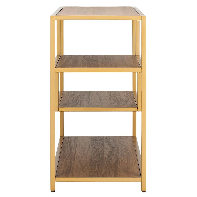 Mesa Consola Geométrica, Nogal/Negro/Beige, 42" An. – Requiere Montaje por 1 Persona