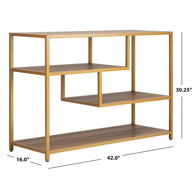 Mesa Consola Geométrica, Nogal/Negro/Beige, 42" An. – Requiere Montaje por 1 Persona