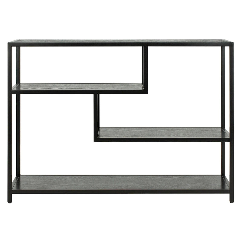 Mesa Consola Geométrica, Nogal/Negro/Beige, 42" An. – Requiere Montaje por 1 Persona