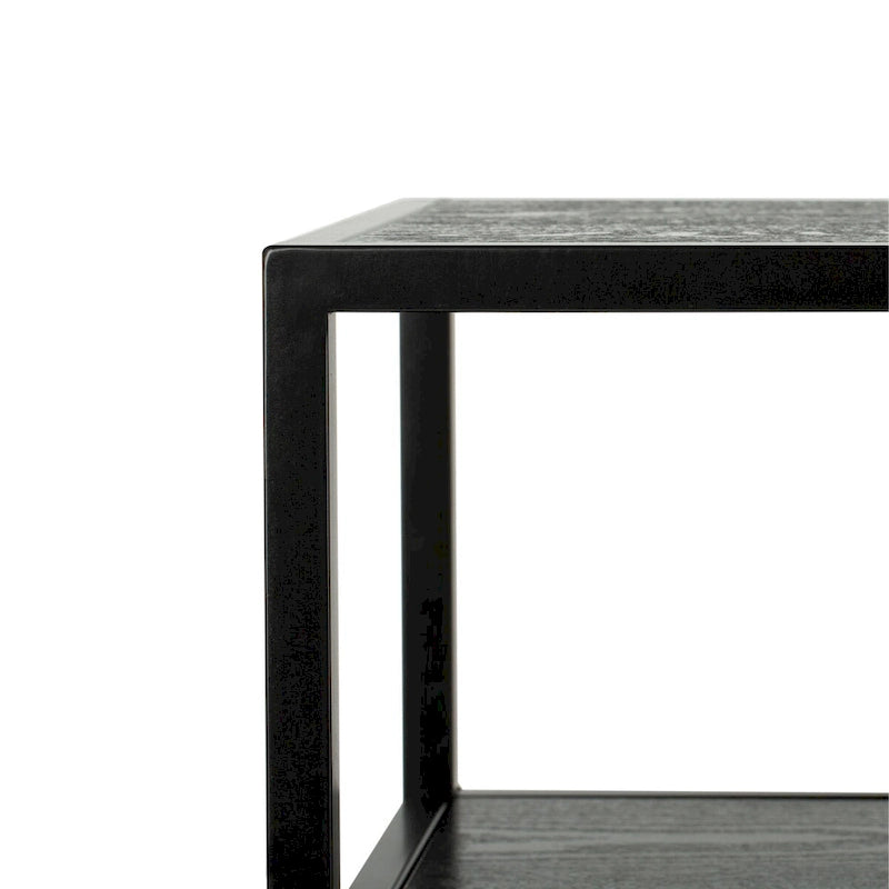 Mesa Consola Geométrica, Nogal/Negro/Beige, 42" An. – Requiere Montaje por 1 Persona