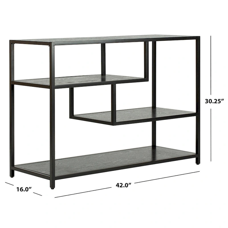 Mesa Consola Geométrica, Nogal/Negro/Beige, 42" An. – Requiere Montaje por 1 Persona