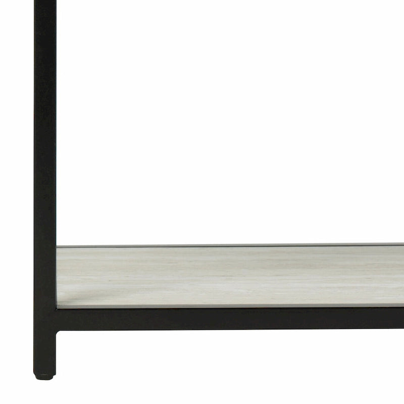 Mesa Consola Geométrica, Nogal/Negro/Beige, 42" An. – Requiere Montaje por 1 Persona