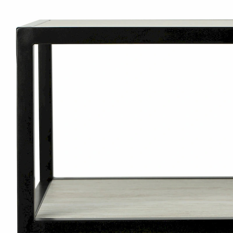 Mesa Consola Geométrica, Nogal/Negro/Beige, 42" An. – Requiere Montaje por 1 Persona
