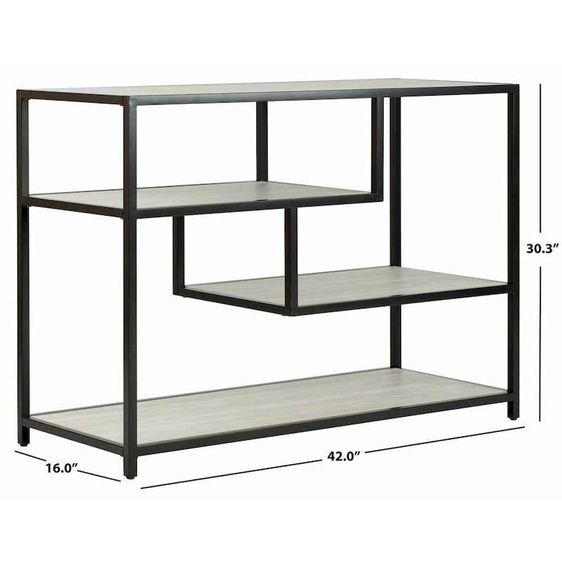 Mesa Consola Geométrica, Nogal/Negro/Beige, 42" An. – Requiere Montaje por 1 Persona