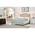 Cama panel tapizada en beige/gris, capitoné, 1 persona
