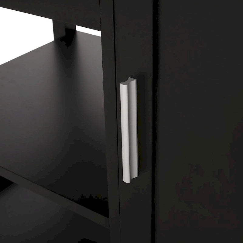 Carro de cocina moderno con ruedas, cajón y armario, negro/gris/blanco