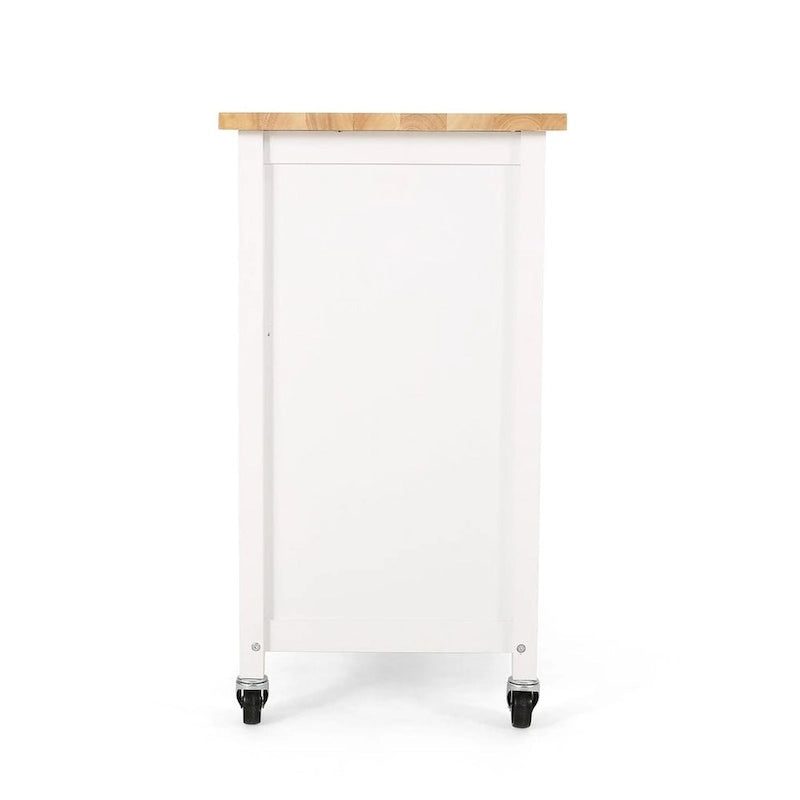 Carro de cocina moderno con ruedas, cajón y armario, negro/gris/blanco