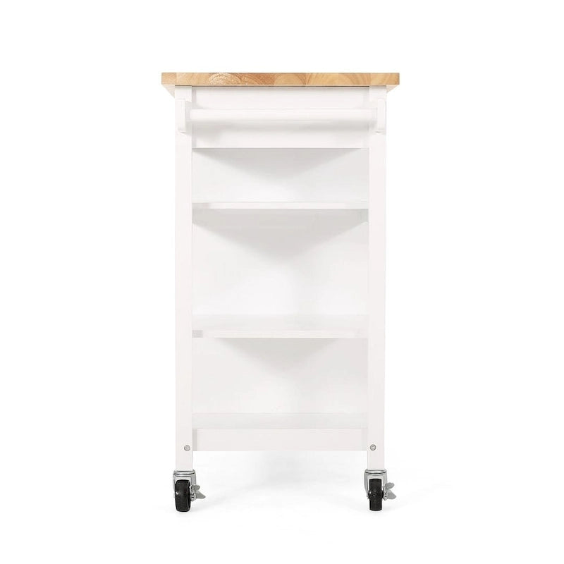 Carro de cocina moderno con ruedas, cajón y armario, negro/gris/blanco