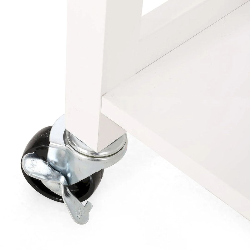 Carro de cocina moderno con ruedas, cajón y armario, negro/gris/blanco