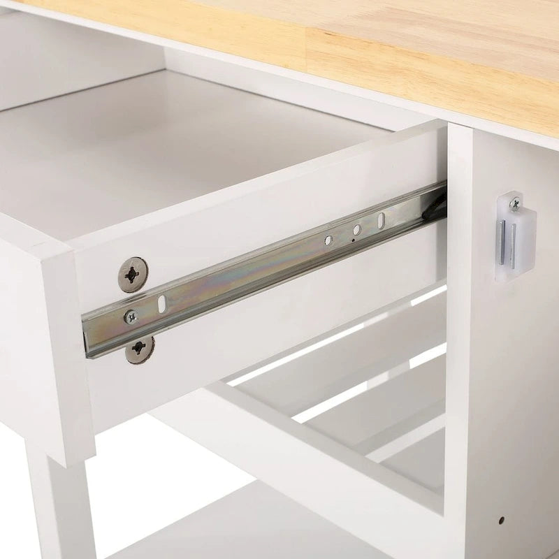Carro de cocina moderno con ruedas, cajón y armario, negro/gris/blanco
