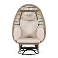 Sillón Huevo de Ratán Beige Natural / Gris – Giratorio y Balancín, Asiento Individual