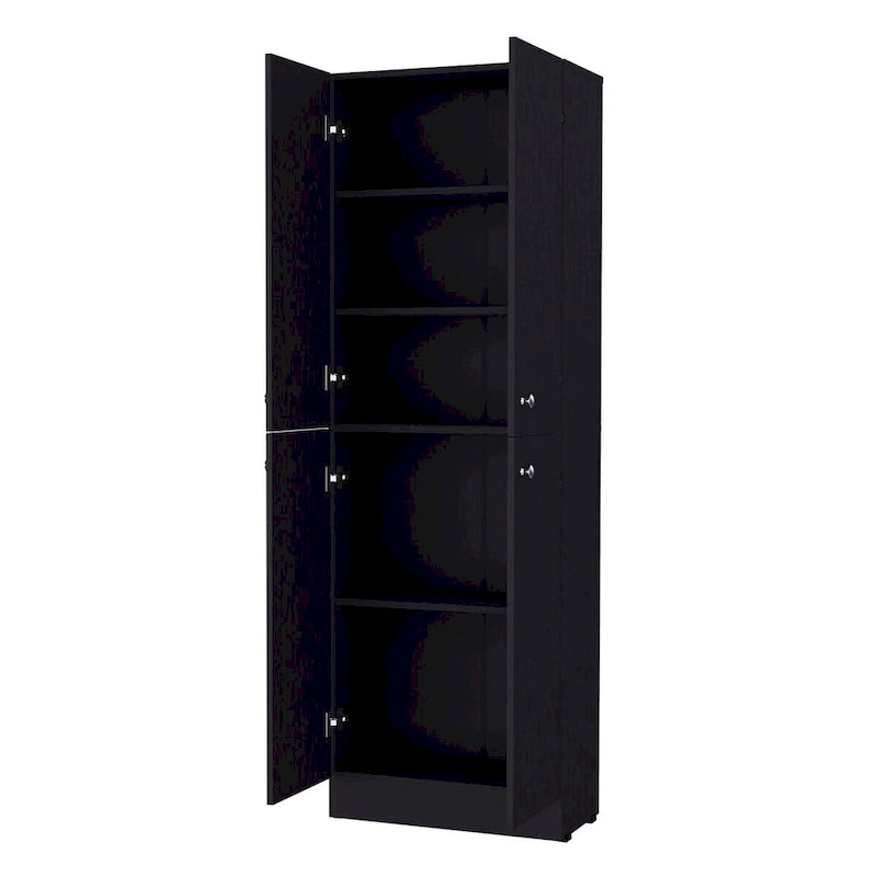 Alacena Negra/Blanca con 4 Puertas y 5 Estantes, Armado para 1 Persona