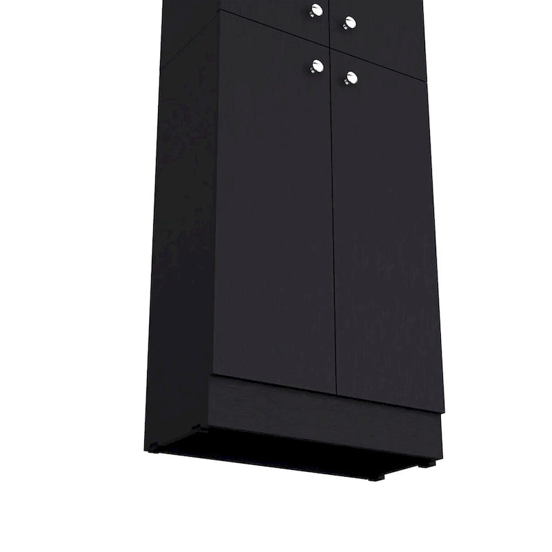 Alacena Negra/Blanca con 4 Puertas y 5 Estantes, Armado para 1 Persona