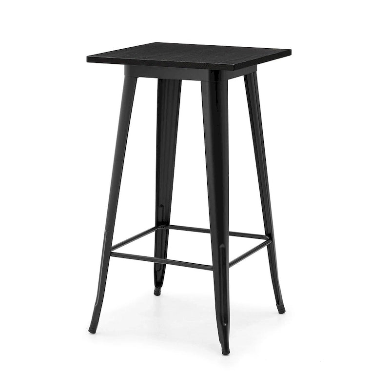 Mesa de bar industrial, Negro/Marrón, Acero y Olmo, 2 personas