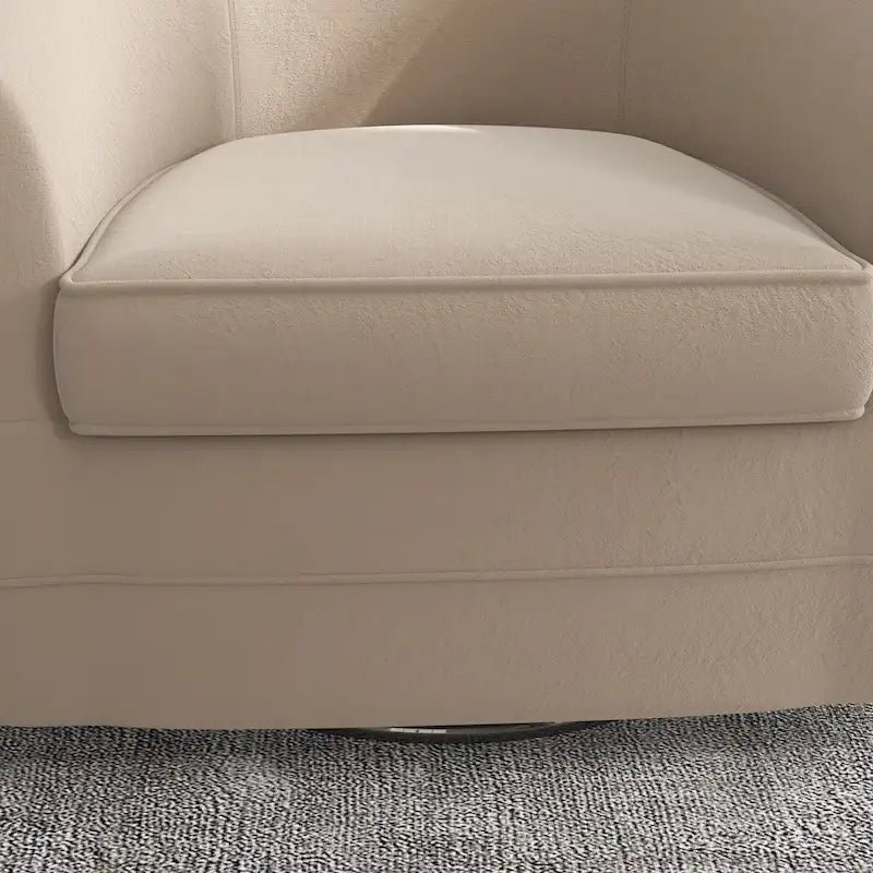 Sillón giratorio cilíndrico de terciopelo beige/negro con otomana, 1 persona