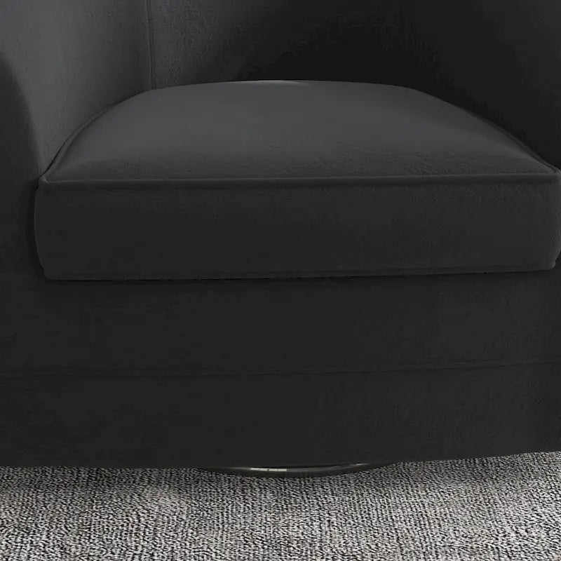 Sillón giratorio cilíndrico de terciopelo beige/negro con otomana, 1 persona