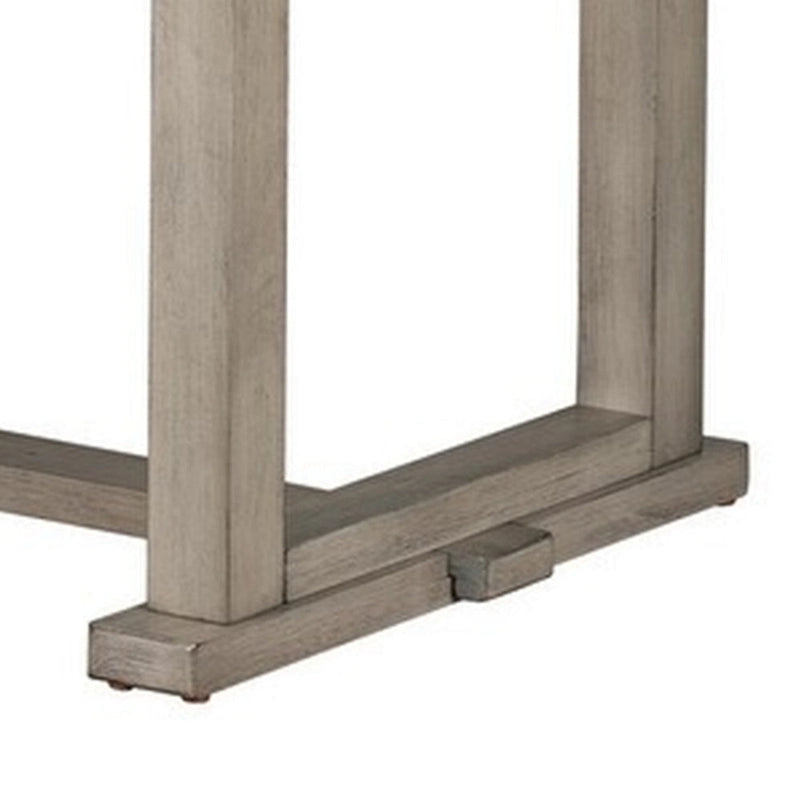 Mesa de comedor rectangular gris, veta de madera en forma de diamante, base de caballete, para 6 personas