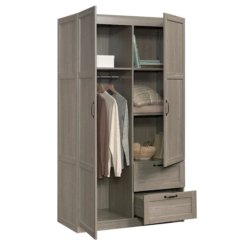 Armario de almacenamiento - Blanco / Roble Highland / Sicomoro Plateado, Individual