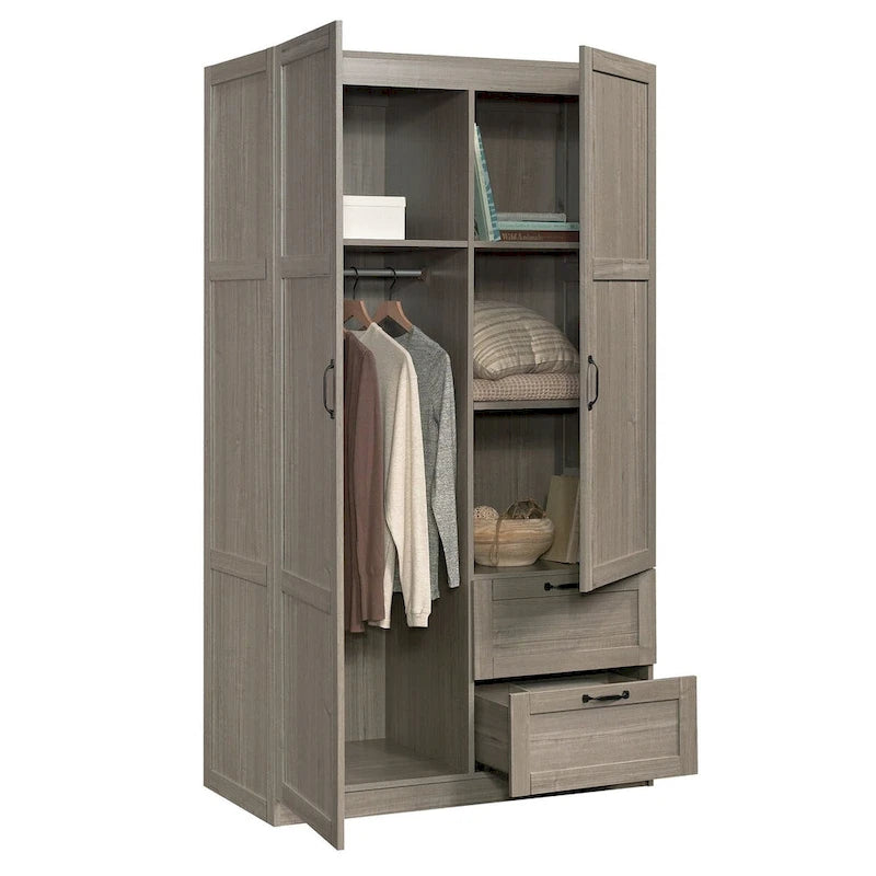 Armario de almacenamiento - Blanco / Roble Highland / Sicomoro Plateado, Individual