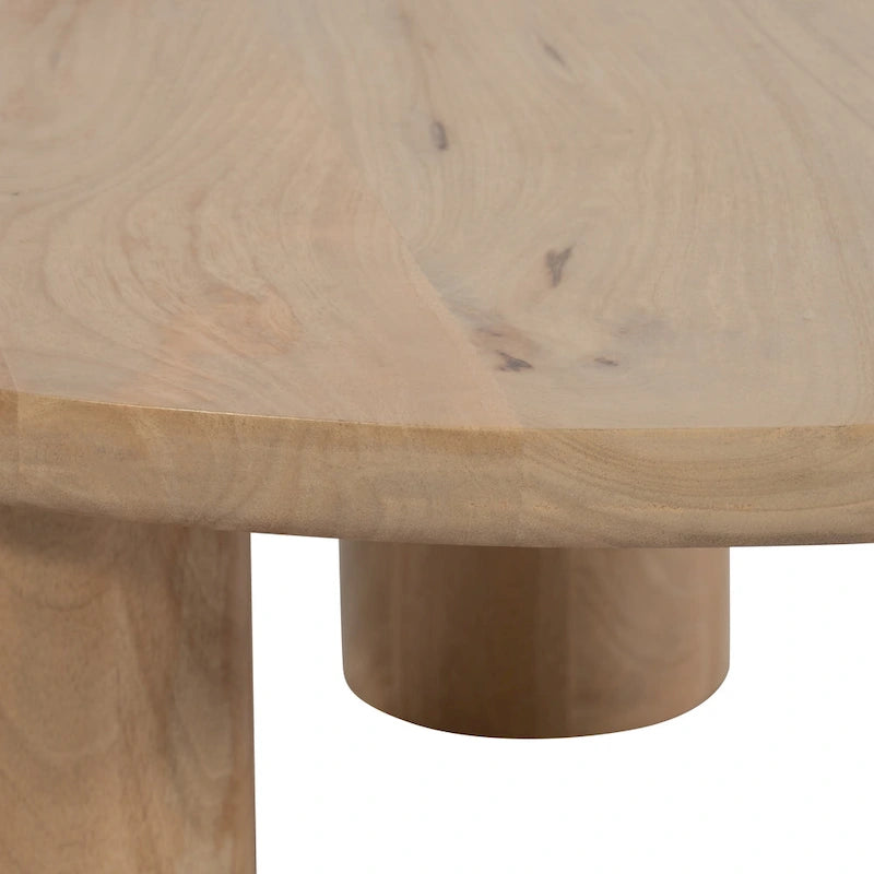 Mesas de centro redondas nido de madera de mango marrón natural, juego de 2