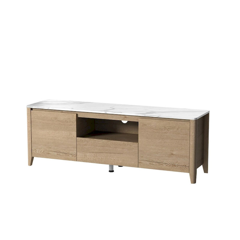 Mueble de TV de 58" con luces LED, negro/blanco antiguo, estilo moderno, para televisores de hasta 80"