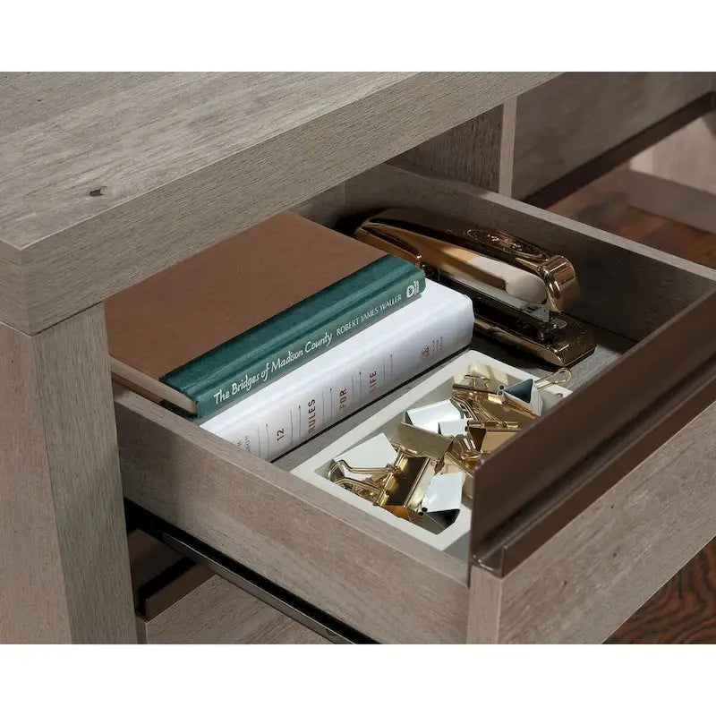 Escritorio en L Kiln Acacia con cajones – 1 persona