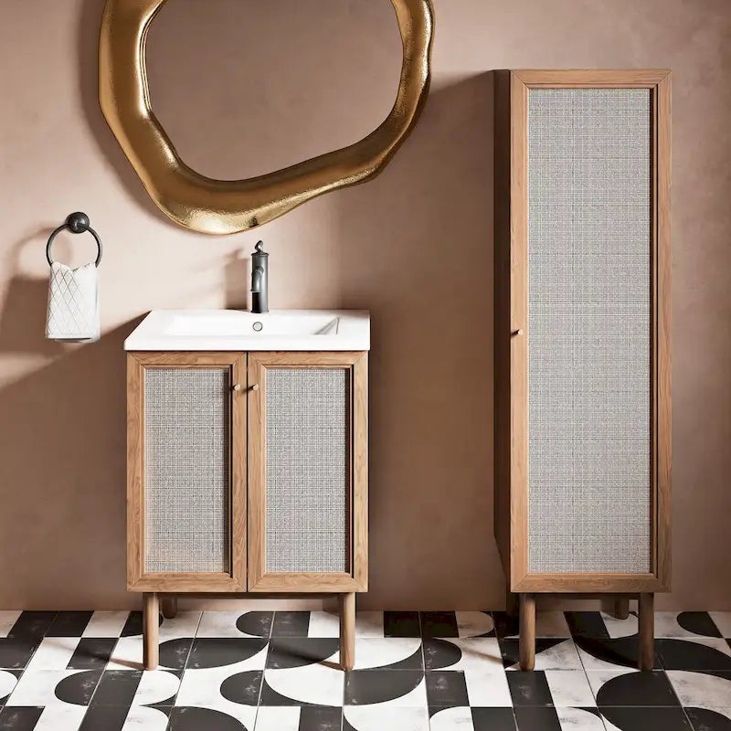 Gabinete de lino de roble pintado, 15" An. × 60" Al. × 15" Pr., 1 persona