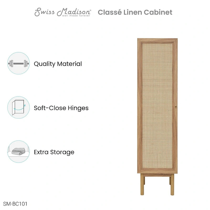 Gabinete de lino de roble pintado, 15" An. × 60" Al. × 15" Pr., 1 persona