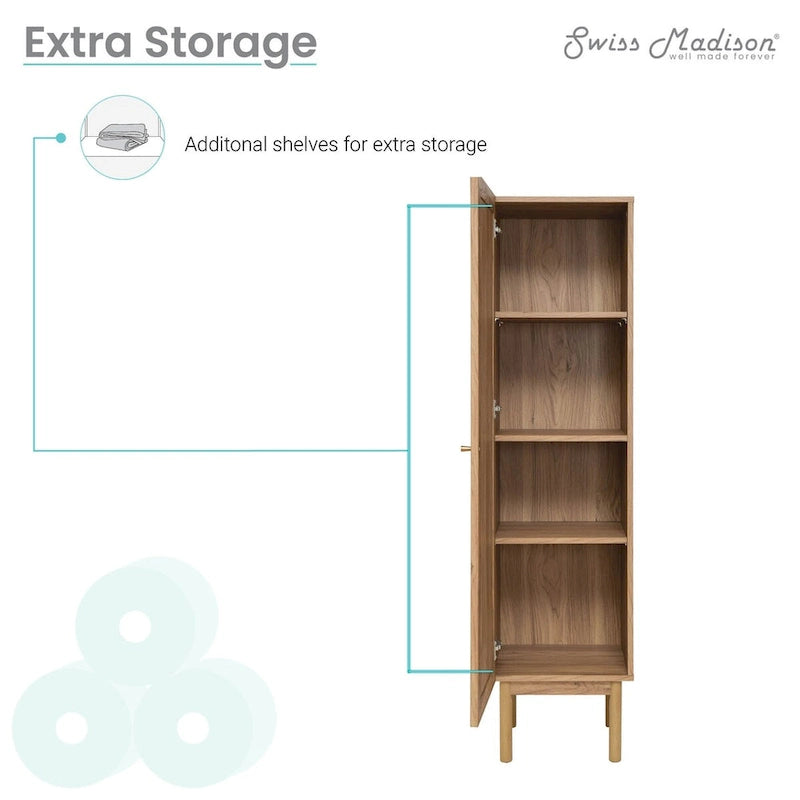 Gabinete de lino de roble pintado, 15" An. × 60" Al. × 15" Pr., 1 persona