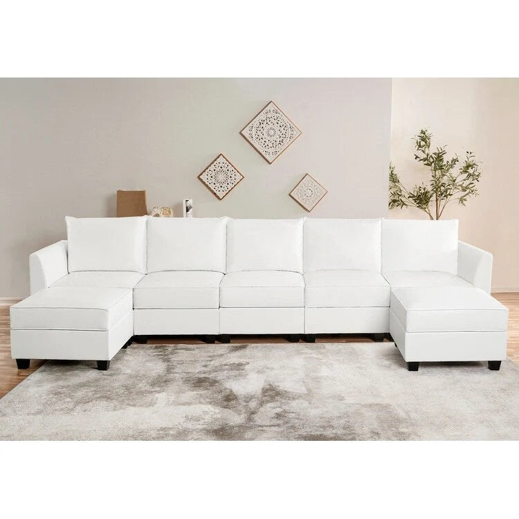 Sillón modular de lino beige, estructura de madera maciza, asiento individual