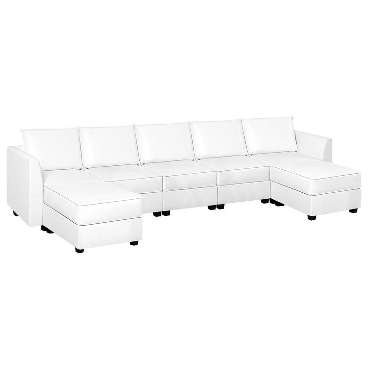 Sillón modular de lino beige, estructura de madera maciza, asiento individual