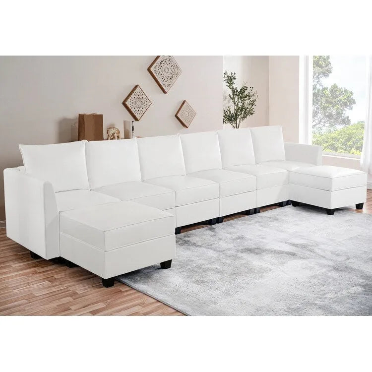Sillón modular de lino beige, estructura de madera maciza, asiento individual