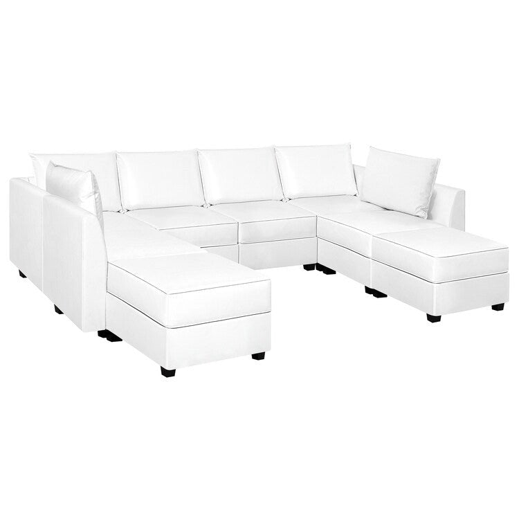 Sillón modular de lino beige, estructura de madera maciza, asiento individual