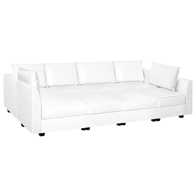 Sillón modular de lino beige, estructura de madera maciza, asiento individual