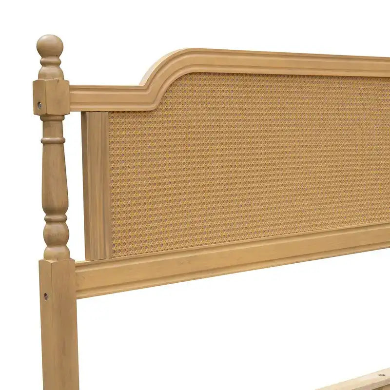 Estructura de cama de ratán, Nogal/Blanco antiguo, King/Queen, Capacidad 2 personas